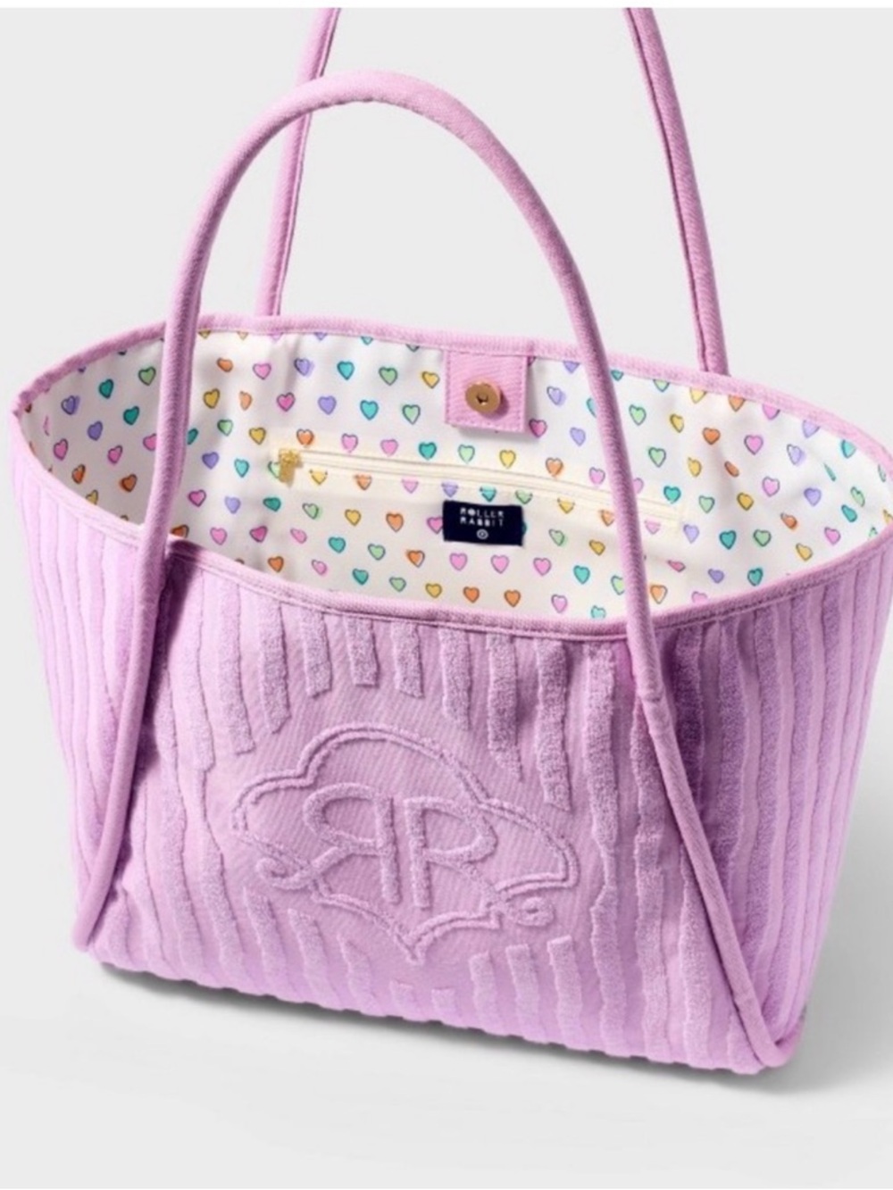 Roller Rabbit x Target Lilac Lavender Terry Tote Disco Hearts Bag